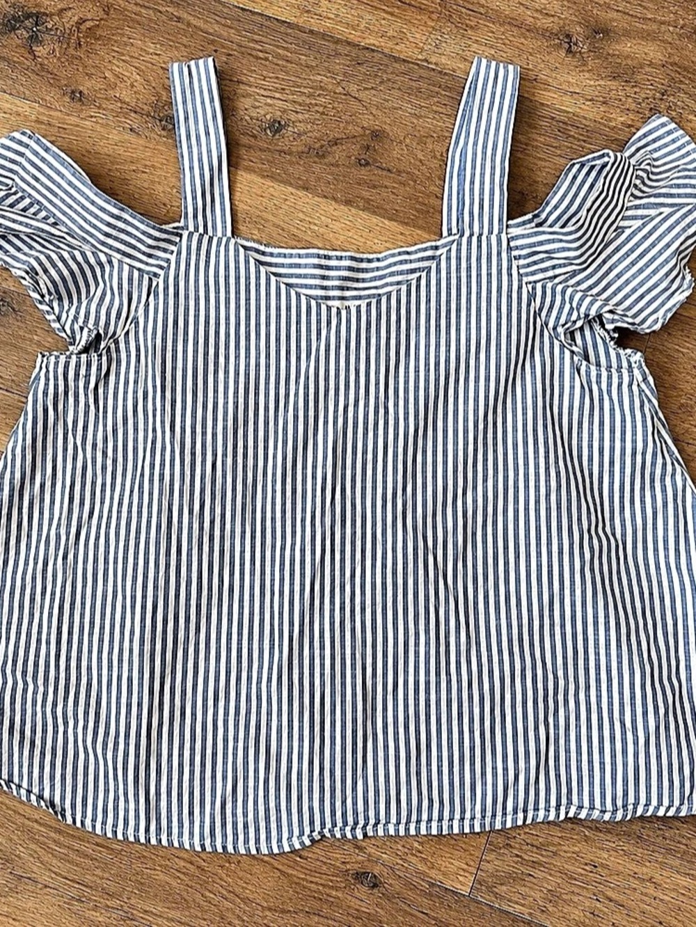 Haute Monde Striped Cotton Blouse in Blue & White Size Medium